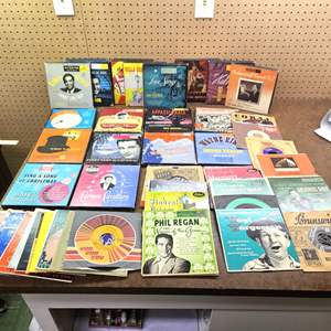 Lot #580 - Vintage Lot of Vinyl Record Albums - 45s -  Assorted Genres and Years - Incl John Denver