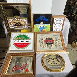 Lot #503 -  Vintage Beer Advertising Sign Lot - Blue Nun, Chivas Regal, Bass, and More.