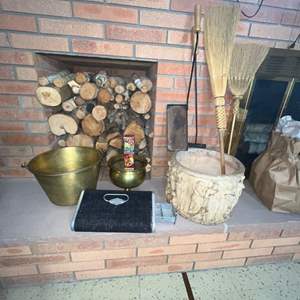 Lot #563 -  Vintage Home Decor Lot - Brass Bowls, Decorative Broom, and Planter.