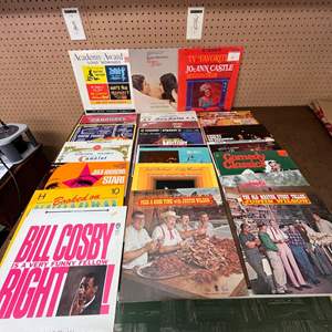 Lot #592 -  Vintage Vinyl Record Collection - Show Tunes & Comedy Albums. Broadway Tunes - Justin Wilson & More