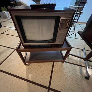 Lot #624 -  Vintage Sony Trinitron Color TV Lot - Model KV-1543R (Condition Unknown) with Cart.