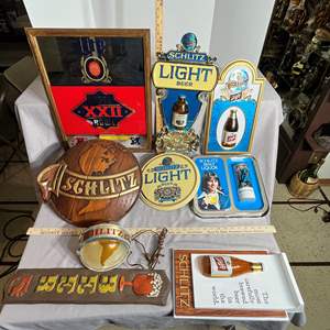 Lot #511 -  Schlitz Beer Memorabilia Lot - Vintage Signs, Mirrors, and Displays.