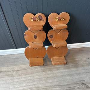 Lot #65 (2) Heart Shaped Wood Floating Shelves