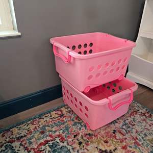 Lot #115 (2) Rolling Laundry Baskets