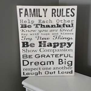 Lot #119 Canvas Wall Decor - Family Rules