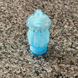 Lot #246 Light Blue Glass Ruffled Mini Vase