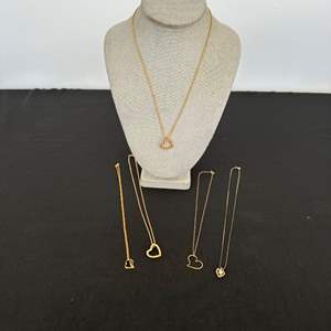 Lot #298 (2) 1/20 Gold Filled Necklaces & More Gold Tone Fashion Necklaces w/ Heart Pendants