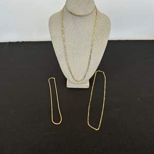 Lot #299 (3) Gold Tone Necklaces 