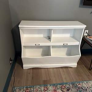 Lot #353 Wood Kids Multi-Bin Storage Organizer Shelf