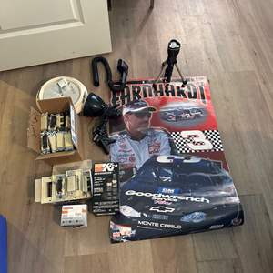 Lot #367 Dale Earnhardt Poster, Deadbolt, Air Filter Cleaning Kit & More