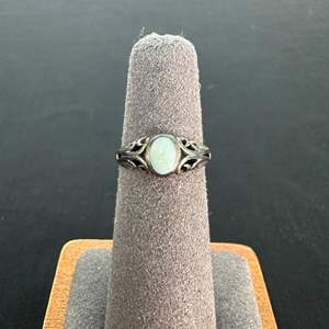 Lot #443 Sterling Silver & Opal Ring - Size 3.75