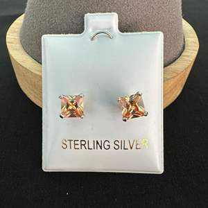 Lot #454 Elegant Pair of Sterling Silver Earrings 