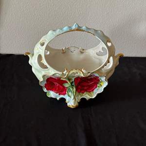 Lot #30 Vintage Porcelain Flower Basket, Mid 20th Century