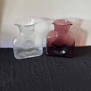 Lot #37 (2) Small Glass Double Spouted Pitchers