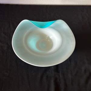 Lot #38 Decorative Blue & White Art Glass Bowl