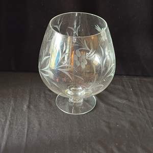 Lot #49 Etched Floral Brandy Snifter