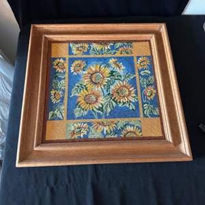 Lot #105 Framed Sunflower Cross Stitch