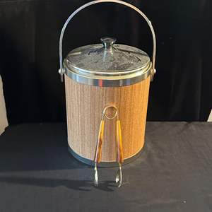 Lot #126 Vintage Ice Bucket w/ Tongs