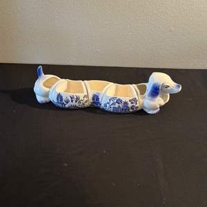 Lot #166 Dachshund Ceramic Condiment Tea Sugar Caddy - Japan