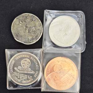 Lot #183 (4) Vintage Coins - City of Sudbury Canada, 1981 Breat Britain 5 Pence Coin & More