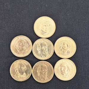 Lot #185 (7) US Presidential Dollar Coins - John Adams, George Washington, James Polk