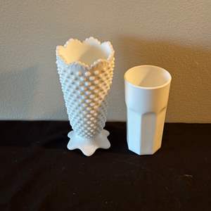 Lot #243 Milk Glass Vase & More