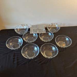 Lot #245 Condiment Tray Dish & 8 Glass Bowls (France)