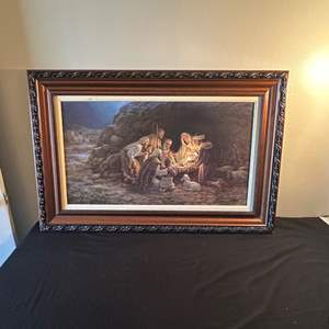 Lot #268 Framed Nativity Painting - Signed