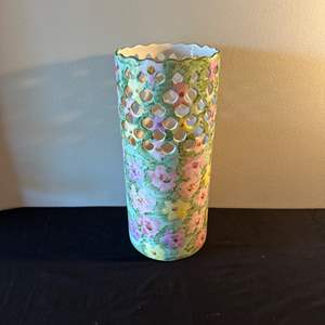 Lot #269 Colorful Hand Painted Floral Vase - Portugal 