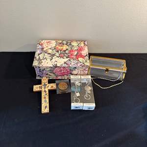 Lot #317 Colorful Floral Jewelry Box & More