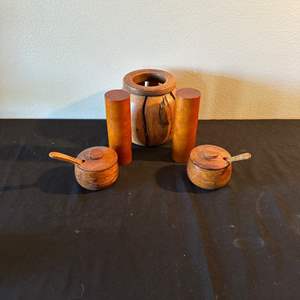 Lot #360 Wooden Condiment Set w/ Spoons & More