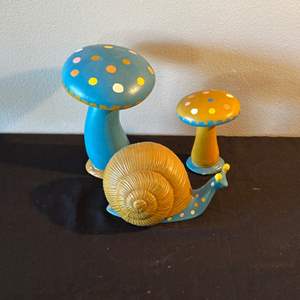 Lot #365 Decorative Ceramic Snail & Mushrooms