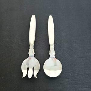 Lot #390 EP Copper Serving Fork & Spoon Set