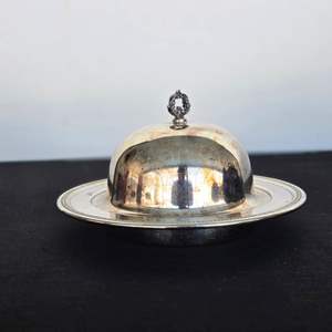 Lot #393 Silver Plated Covered Butter Dish