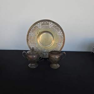 Lot #396 Benedict Plate & FB Rodgers Covered Sugar Bowl & Creamer Pitcher