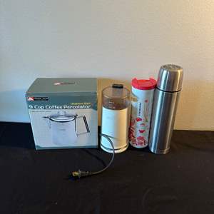 Lot #418 Coffee Grinder, Percolator & More