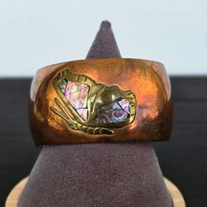 Lot #499 Handmade Copper Cuff Bracelet w/ Abalone Inlay