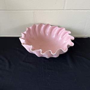 Lot #535 Large Ruffled Rim Pottery Bowl