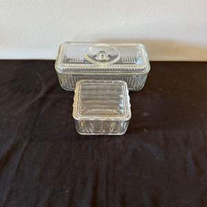 Lot #553 (2) Clear Covered Glass Candy Dishes