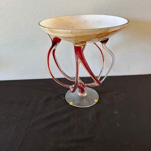 Lot #557 Blown Art Glass Pedestal Bowl - Poland