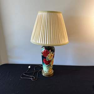 Lot #573 Hand Painted Floral Ceramic Lamp