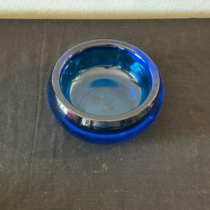 Lot #576 Blue Blown Glass Orb Ashtray