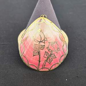 Lot #593 Elegant Gold Painted Shell Pendant 