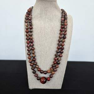 Lot #594 Natural Jasper Multi Stand Necklace 