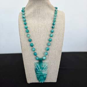 Lot #597 Jade Tribal Head Necklace 