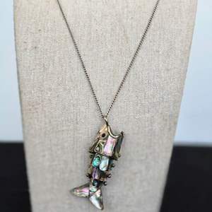 Lot #599 Reticulated Abalone Fish Necklace 