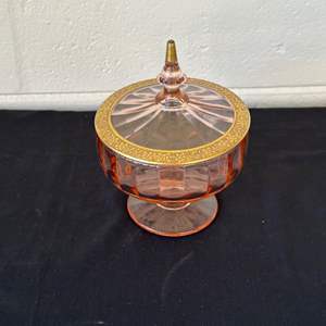 Lot #617 Pink Glads Covered Candy Dish