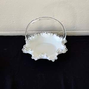 Lot #627 White & Clear Decorative Glass Basket