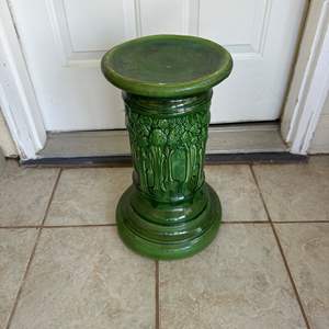 Lot #632 Decorative Green Ceramic Pedestal Stand