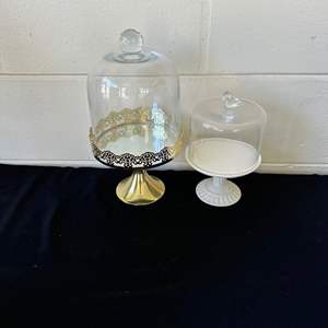 Lot #636 (2) Cake Stands w/ Glass Dome Covers